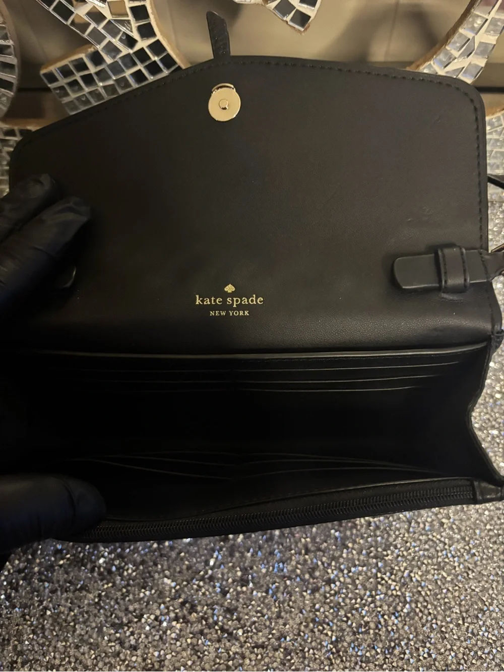 🌟Kate Spade Black and Gray Check Envelope Crossbody